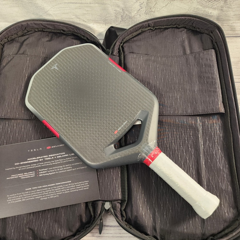 Tesla Plaid Pickleball Paddle by Selkirk with Custom Carrying Case Black - Picture 2 of 3